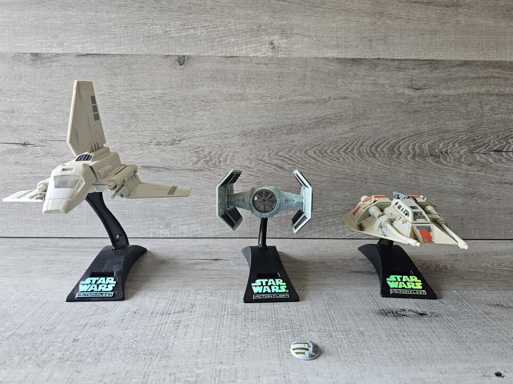 Micro Machines Star Wars Action Fleet Rebel Snowspeeder TIE Fighter + w Stands